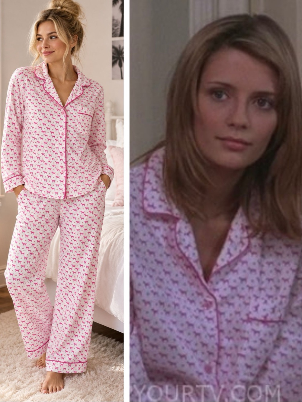 Vintage Y2K PINK Victoria's Secret Flannel Dog Pajama Set ASO Marisa Cooper OC